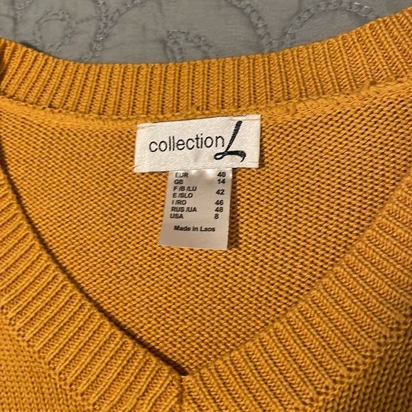 Collection L US 8 Mustard Ribbed Knit Mediumweight Pullover Sweater - Picture 3 of 5